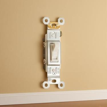 Imagem de Interruptor de aterramento 15A 120V - Interruptor liga/desliga de polo único, grau residencial com operação silenciosa, branco brilhante, listado pela UL