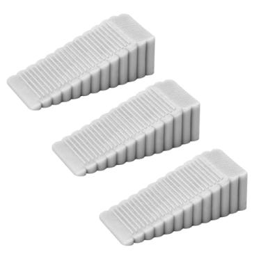 Imagem de 3 peças de batente de porta à prova de vento, sem perfuração, criativo de silicone, cunha de segurança doméstica, cartão de porta antiaperto, cinza