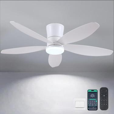 Imagem de Ventilador de teto Surtime 48" LED Light Remote APP Control branco