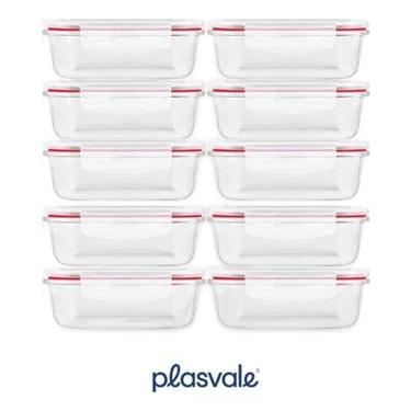 Imagem de Conjunto 10 Potes 640Ml Vidro Hermético 4 Travas Marmita