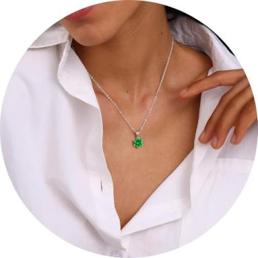 Imagem de Colar feminino com pingente de cristal solitário de corte redondo, configuração de seis garras em corrente de aço inoxidável, joia elegante para uso diário, F, Aço inoxidável e cristal, Sem Pedra