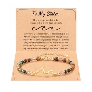 Imagem de Tarsus Pulseira de ondas, The Waves of Life We've been Through, meias para mulheres, presentes exclusivos para aniversário, Natal, presentes significativos para amigas, irmã, filha, sobrinha