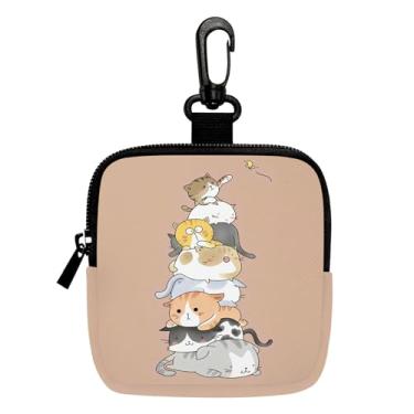 Imagem de Porta-chaves mini porta-moedas, bolsa multifuncional para chaves, moedas, fone de ouvido, batom, porta-cartões, organizador de cabos de dados, bolsa com zíper, bolsa fofa para gatos, acessórios para