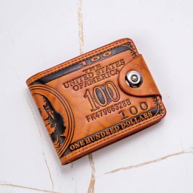 Imagem de Carteira masculina de couro com bloqueio de RFID, dobrável e elegante, com suporte para cartão, design fino, Marrom, Tendência