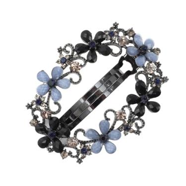 Imagem de Generic Presilhas de cabelo francesas com flores vazadas, preto, azul, 1 peça