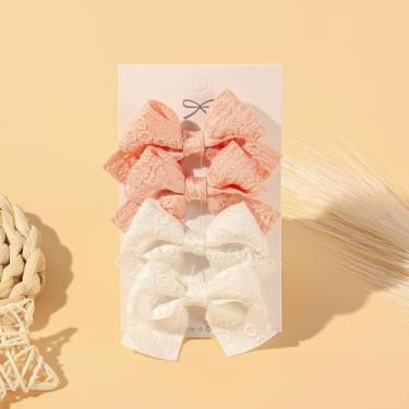 Imagem de 4 peças de laços de cabelo para mulheres design de laço de poliéster grampos de cabelo cáqui bege grande acessórios de grampo de cabelo