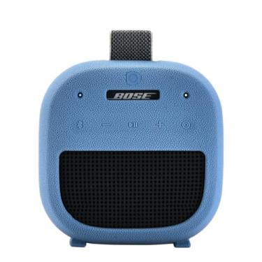 Imagem de Capa de silicone para alto-falante Bose SoundLink Micro 2, com mosquetão - Capa protetora com design de suporte para desktop, atividades ao ar livre, viagens (azul)