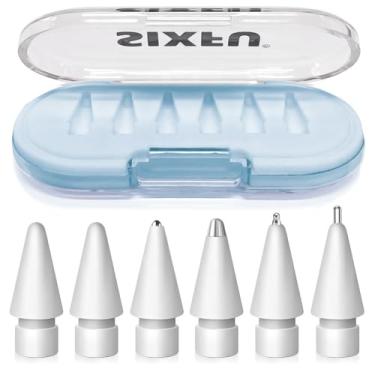 Imagem de SIXFU Pontas resistentes para Apple Pencil Tips, conjunto de pontas Apple Pencil Pro, pontas profissionais resistentes para Apple Pen com capa azul, acessórios compatíveis com iPad Pencil 2/1 pontas
