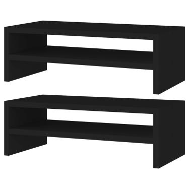 Imagem de Kit 02 Suportes Stand Base Para Monitor Soft Elevado 45cm em MDF com 01 Prateleira - Desk Design