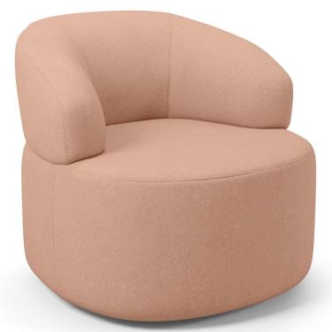 Imagem de Poltrona Giratória Orgânica Para Sala De Estar Living Helena L02 Linho Rosê - Lyam Decor