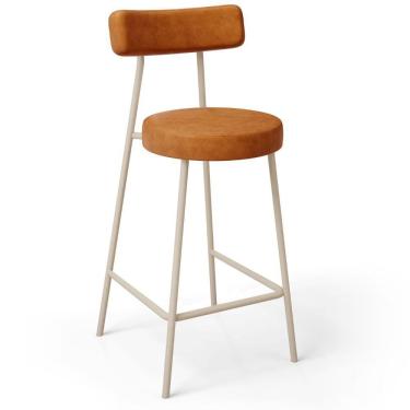 Imagem de Banqueta Baixa Cozinha Sala Jantar Bancada Milão Arena L02 Couríssimo Canela - Lyam Decor