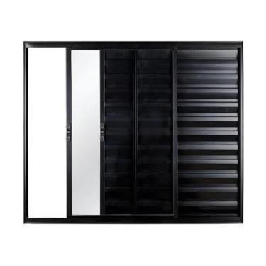 Imagem de Veneziana 3 Folhas Alumínio Brilhante, Branco ou Preto Linha 18 Modula