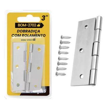 Imagem de Kit 10un Dobradiça Inox 3" 03 Pc C/ Rolamento - BOMVINK