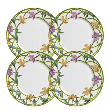 Imagem de Jogo De Pratos Sobremesa 21Cm 4 Peças Campos Cerâmica Floral