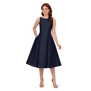 Imagem de Adrianna Papell Vestido feminino sem mangas com comprimento de chá, Meia-noite, 34