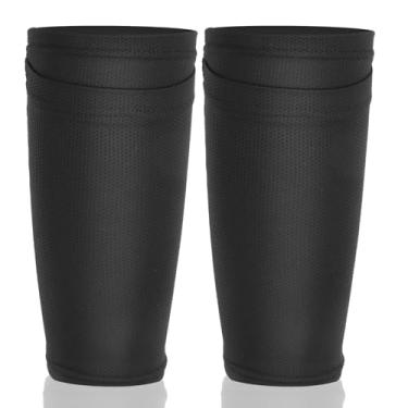 Imagem de Meias caneleiras de futebol, listras antiderrapantes com mangas de bolso para todas as idades