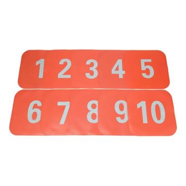 Imagem de Vaveren 10x Marcadores de cones planos antiderrapantes quadrados para quadras de campo, pontos de piso para prática de agilidade no futebol, treinamento de, Laranja