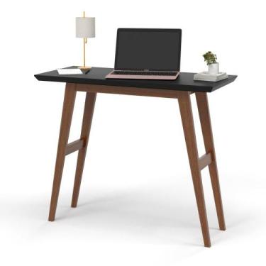 Imagem de Aparador 9040 Hall sala 90cm tampo MDF 30 pés madeira Preto/Amadeirado