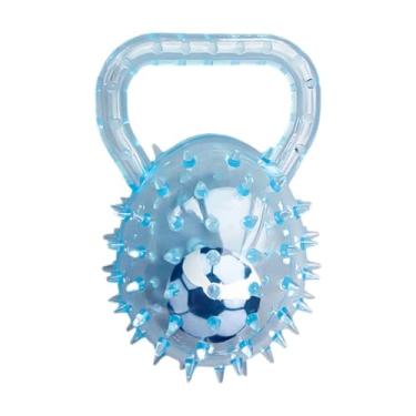 Imagem de FJMQHU Brinquedo de Mastigar com Pontas para Cães, Bola com Apito para Arremessar, Brinquedo Interativo E Confiável para Aliviar a Dentição, Jogo de Buscar B, Azul