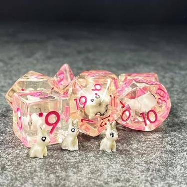 Imagem de Sage's Portal Animal Familiars Resin DND Dice Set Polyhedral Dice Set for Dungeons and Dragons RPG Pathfinder Tabletop TTRPG (Bunny Familiar)