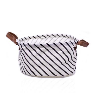 Imagem de Cesto Decorativo Multiuso Organizador Listrado 15x26x26 cm F01 - D'Ros
