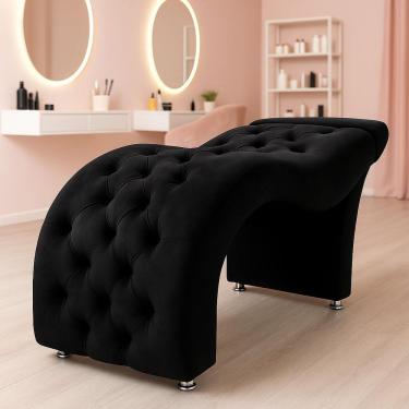 Imagem de Maca Para Estética Facial Estofada Capitonê Veludo Preto - Combo Stock