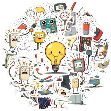 Imagem de 70 peças de lâmpadas eletrônicas desenhos animados rostos adesivos brinquedo DIY adesivos divertidos para guitarra, laptop, capacete, skate, guitarra, faça você mesmo, bicicleta, skate, laptop