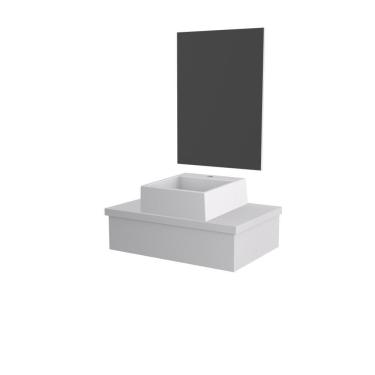 Imagem de Conjunto Bancada C-cuba Q355 E Espelheira Metrópole 601 Perffect Acetinado Branco Chess