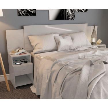 Imagem de Cabeceira Extensível Cama Solteiro, Casal E Queen Com Mesa De Cabeceira Maceió Poliman Móveis Branco