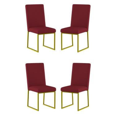 Imagem de Kit 4 Cadeiras Estofadas Base De Ferro Para Mesa De Jantar Marsala