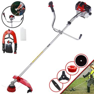 Imagem de Roçadeira Aparador de Grama À Gasolina Toyama RT43L 43cc 1,7HP 2T Completa Com Carretel de Nylon + Faca 2 Pontas + Faca 3 Pontas + Faca 80 Dentes