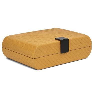 Imagem de Caixa Decorativa Com Livro Em Couro Trançado Bege Trançado