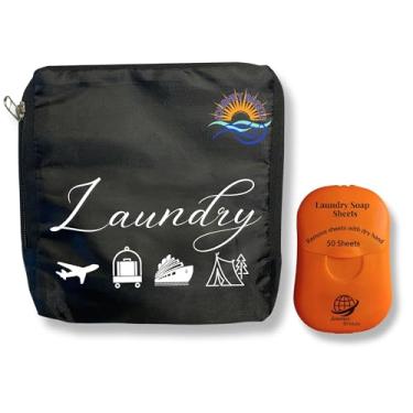Imagem de Detergente de roupa de viagem e saco de roupa dobrável - Ótimo para cruzeiros, acampamento, mochila, dormitórios, hotel e outras viagens, lençóis tamanho 50 unidades