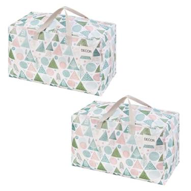 Imagem de VENO Pacote com 2 sacos de mudança e grandes caixas de armazenamento de decoração de Natal com tampas. Alternativa a caixas de mudança, suprimentos de embalagem para faculdade. Bolsas resistentes