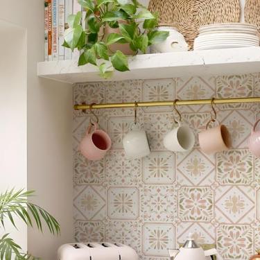 Imagem de Alwayspon Adesivo de azulejo rosa, 25 peças de decalques de parede de vinil autoadesivo para cozinha e banheiro