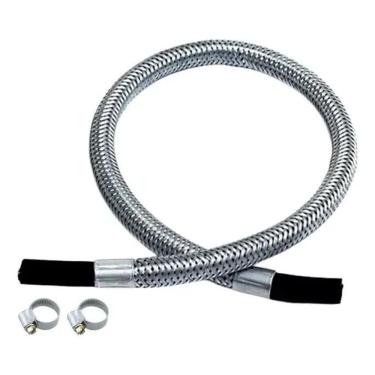 Imagem de 2X 1,2M Mangueira Malha De Aço Gás Botijão Com 2Abraçadeiras
