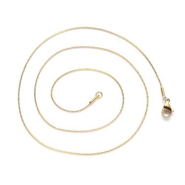 Imagem de 1 colar de corrente de aço inoxidável Boston com fecho de garra de lagosta para fazer joias DIY, 19.68 inch(50cm)x1.6mm, Metal, Sem Pedra Preciosa