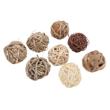 Imagem de GLOGLOW Brinquedos de Coelho Bolas de Grama para Mastigar, 8 Peças de Brinquedos para Mastigar para Animais Pequenos, de Grama e Guloseimas de Coelho para, Porquinhos-da-índia, Chinchilas,
