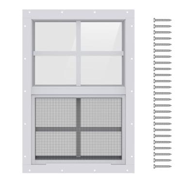 Imagem de AIRGBW Janelas para galinheiro com telas, substituição de janela externa de alumínio para casa de brinquedo, janelas deslizantes para estufa (tamanho 61 cm x 91 cm, 1 pacote)