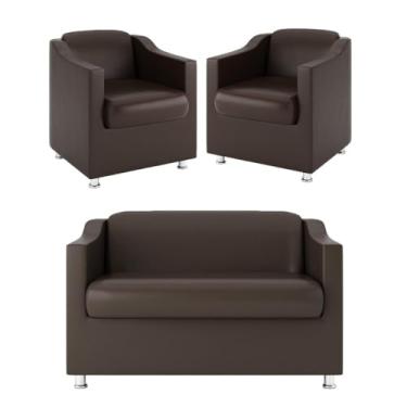 Imagem de Kit 02 Poltrona Decorativa+ Sofá Namoradeira – Balaqui Decor Cor:marrom