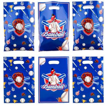 Imagem de AEOKJOSI 30 peças de sacolas de plástico para lembrancinhas de festa de beisebol – lembrancinhas práticas com armazenamento de doces e lanches, bolsa de presente de festa para aniversário de meninas e