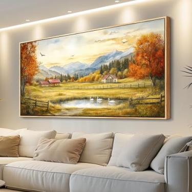 Imagem de PHAOHUAXM Arte de parede em tela grande para sala de estar decoração de parede para decoração de escritório para quarto lavagem de tinta pinturas de paisagem obras de arte restaurante cozinha mural