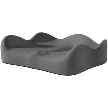 Imagem de Almofada de joelho cinza, almofada de cadeira de escritório, espuma viscoelástica, design ergonômico de suporte da lombada, travesseiro de assento refrescante