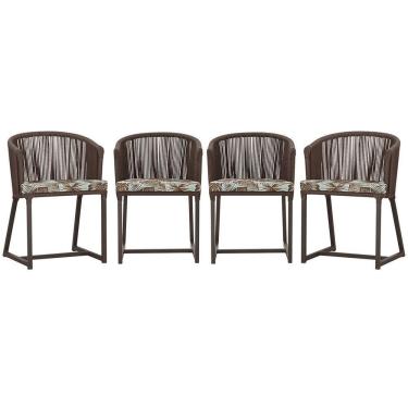 Imagem de 4 Cadeiras De Jantar Noronha Marrom Corda Náutica E6 Trama Marrom
