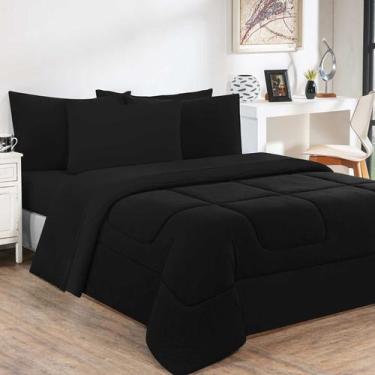 Imagem de Kit Edredom Malha 100% Algodão Gran Moratta 3 Peças Casal - Preto/Pret