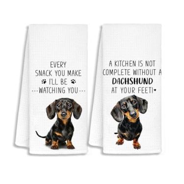Imagem de STHTTSW Toalhas de cozinha engraçadas de dachshund, presentes para amantes de dachshund, toalhas de chá femininas, presentes de dono para cães, mãe, pai, amantes, presentes para mulheres, toalha de