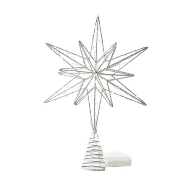 Imagem de Fancyes Enfeite de estrela para árvore de Natal, fofo e com LED, decoração natalina para fotos, lembrancinhas de festa, shopping e decoração de Natal, Argent