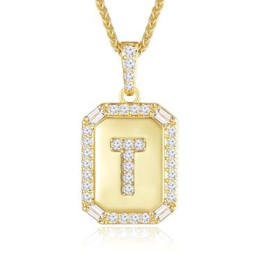 Imagem de Peeshow Colares femininos com inicial de ouro 18 quilates, colar de corrente com pingente de letra delicada, joias femininas de ouro, presentes para mulheres, esposa, mãe, filhas, aniversário