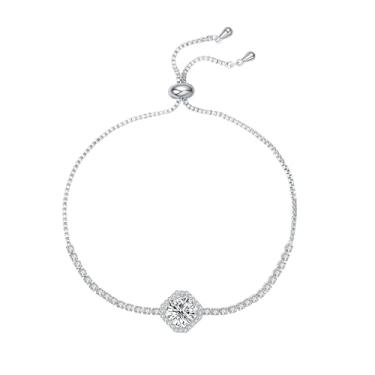 Imagem de Ymeiselle Pulseira feminina banhada a ouro 18K com pedras de zircônia cintilantes, tamanho ajustável, presente elegante para Natal, casamento, festa, mãe, namorada, aniversário, Medium, Cobre