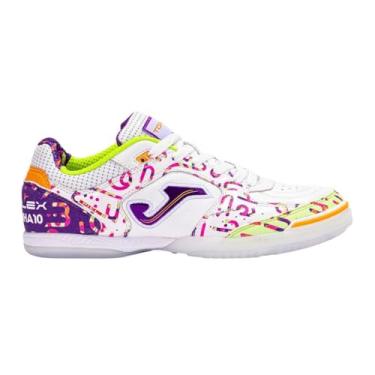 Imagem de Joma Topflex Amandinha Edição Limitada, Chuteira Futsal, Branco com Detalhes Coloridos, Couro Premium, Alta Performance